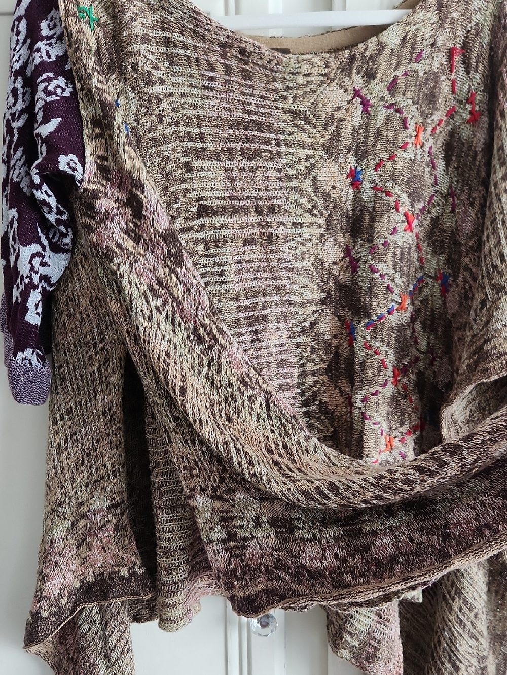 Free People..Boho Floral Embroidered Draped Knit Sweater - - Picture 2 of 11